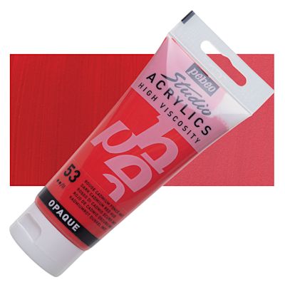 Pebeo High Viscosity Acrylics - Dark Cadmium Red Hue, 100 ml, Swatch with Tube
