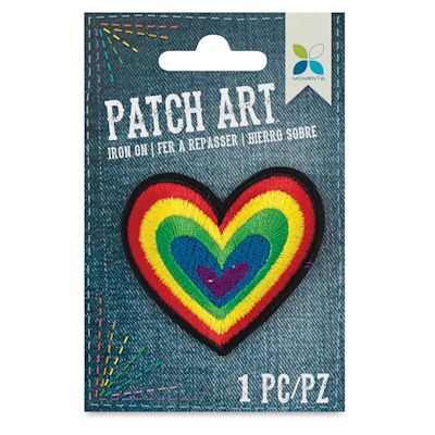 Iron-On Patch Art - Front view of Rainbow Heart package