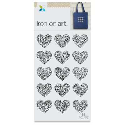 Momenta Iron-On Art - Silver Glitter Mini Hearts
