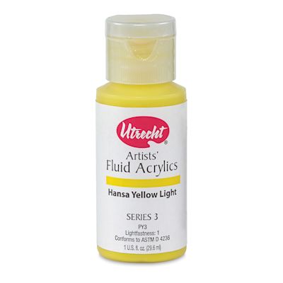UTR Fluid Acrylics - Hansa Yellow Light, 1 oz bottle