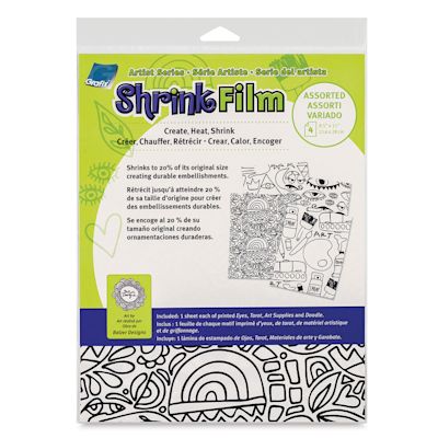 Grafix Artist Series Shrink Film - Assorted Art, Pkg of 4