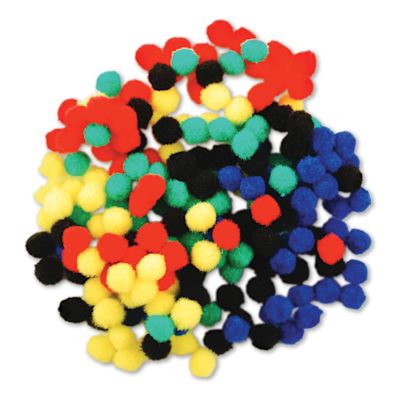 Krafty Kids Pom Poms - Primary Colors, 3/8", Mini, Package of 200