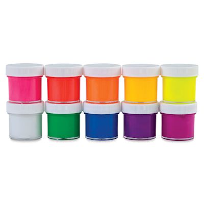Modern Masters Wildfire Luminescent Paint - Components of Set of 10 stacked in rows of 5