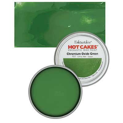 Enkaustikos Hot Cakes Encaustic Wax Paint - Chromium Oxide Green, 45 ml tin