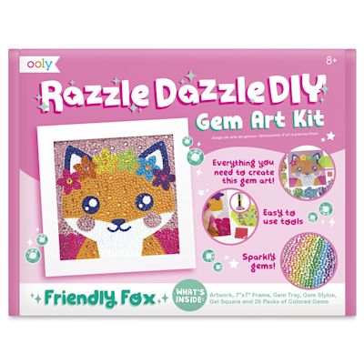 Ooly Razzle Dazzle DIY Gem Art Kits - Front of Friendly Fox Kit package