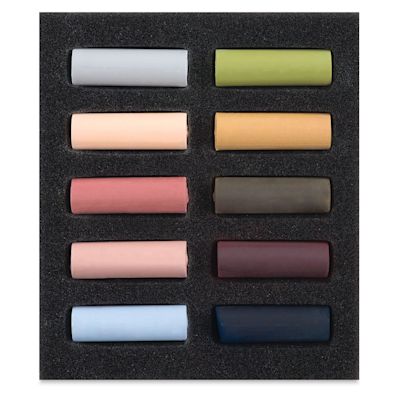Rembrandt Soft Pastels Set of 10, Muted Colors, Half-Sticks. In package.