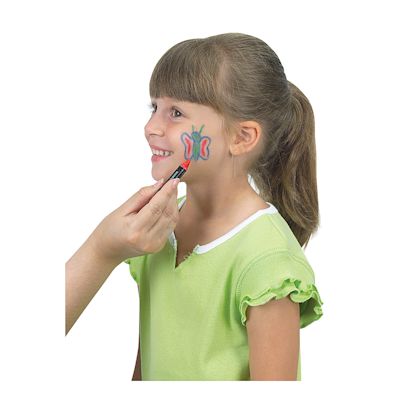 Jumbo Crayon Face Paint - Child having butterfly painted on face with Bright Crayons