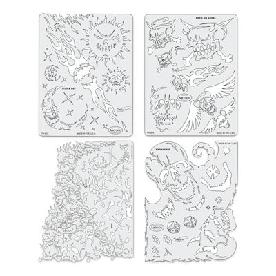Iwata Artool Freehand Template - Set of 4, Son of Skull Master