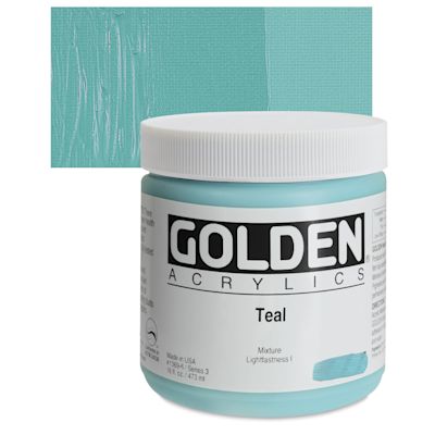 Golden Heavy Body Artist Acrylics - Teal, 16 oz Jar