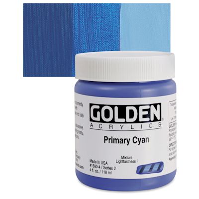 Golden Heavy Body Artist Acrylics - Primary Cyan, 4 oz Jar