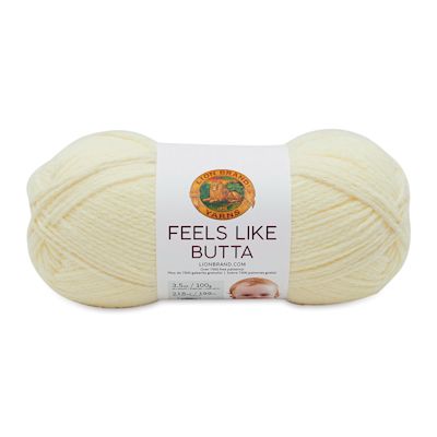 Lion Brand Feels Like Butta Yarn - Ball of Lemon Yarn shown