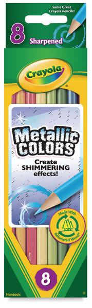 Crayola Metallic Colored Pencils - Front of package of set of 8 pencils