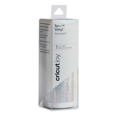 Cricut Joy Permanent Smart Vinyl - Holographic Sparkle Silver, 5-1/2" x 48", Roll (In packaging)
