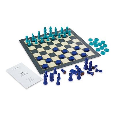 Games Room Chess and Checkers Set, board displayed with game pieces