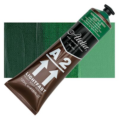 Chroma A2 Student Acrylics - Permanent Green Deep Hue, 120 ml tube