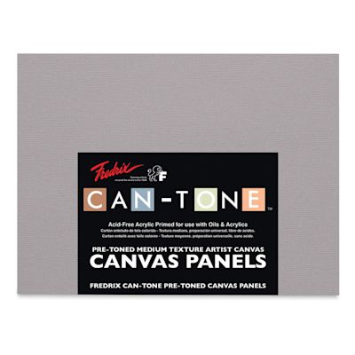 Fredrix Can-Tone Pre-Toned Canvas Panels - Tara Gray, 9" x 12", Pkg of 3