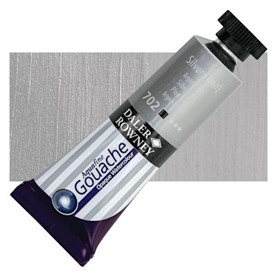 Daler-Rowney Aquafine Gouache - Silver (Imit.), 15 ml, Tube with Swatch