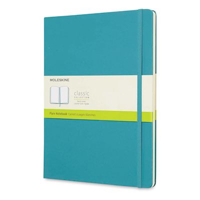 Moleskine Classic Hardcover Notebook - Reef Blue, Blank, 9-3/4" x 7-1/2"