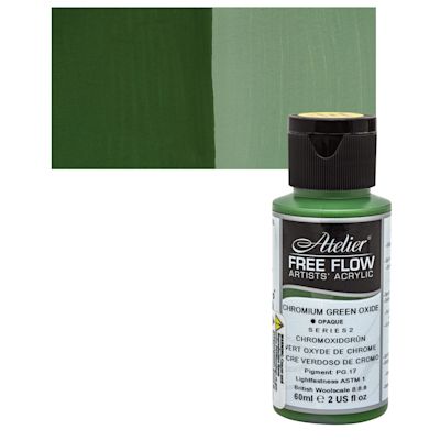 Chroma Atelier Free Flow Acrylic - Chromium Green Oxide, 2oz bottle