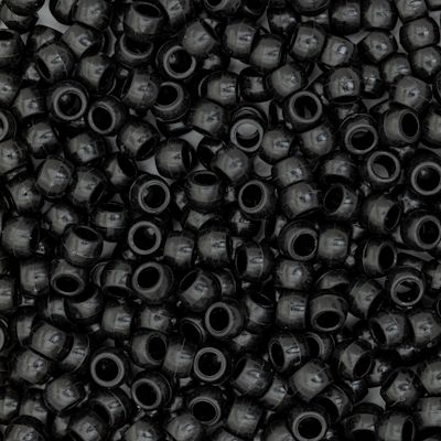 Essentials by Leisure Arts Pony Beads - Black, Opaque, 6mm x 9mm, Package of 750 (Close-up of beads)