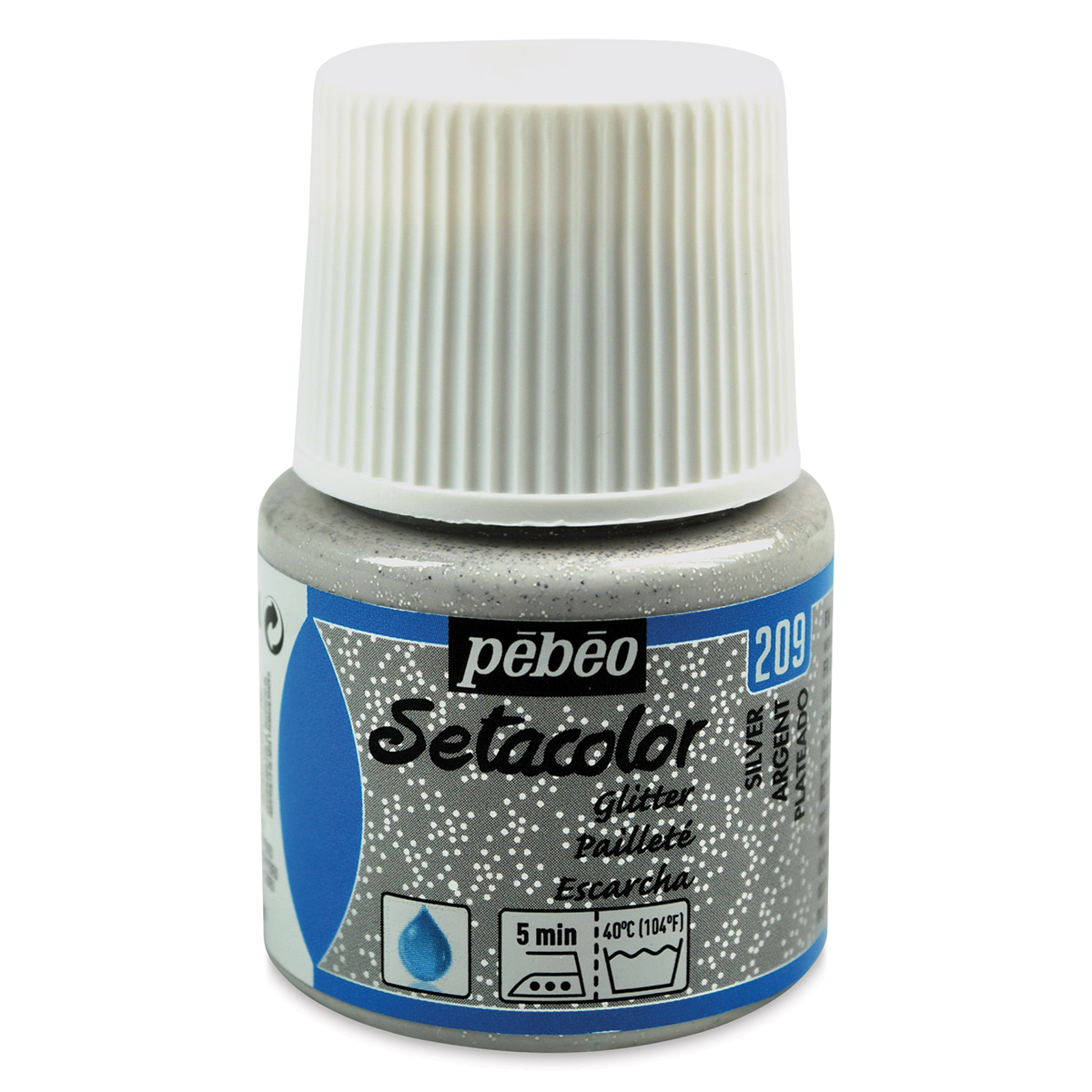 Pebeo Setacolor Fabric Paint Silver Light Fabric Glitter Ml