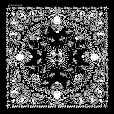 Hav-A-Hank Novelty Bandana - Skeletal Paisley, 22" W x 22" L