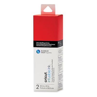 Cricut Infusible Ink Solid Transfer Sheets - Cherry Red, 4-1/2" x 12", 2 Sheets (In packaging)