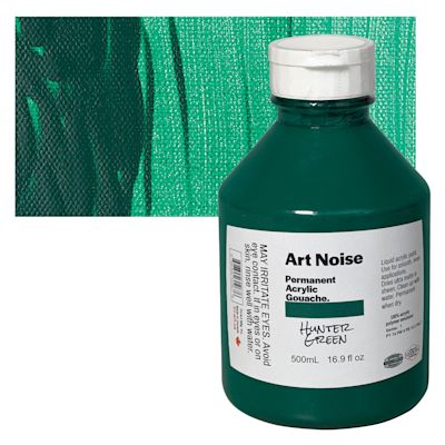 Tri-Art Art Noise Permanent Acrylic Gouache - Hunter Green, 500 ml, Bottle with Swatch