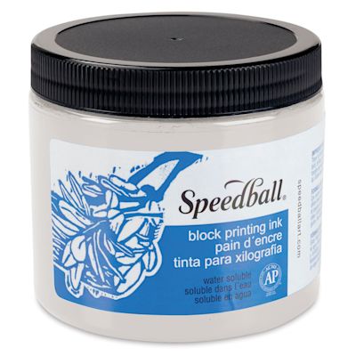 Speedball Water-Soluble Block Printing Ink - Platinum White (Metallic), 16 oz