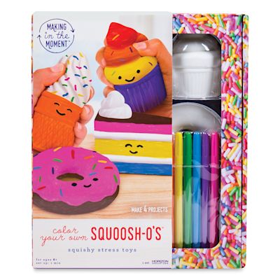Color Your Own Squoosh-O’s - Front of window package showing components