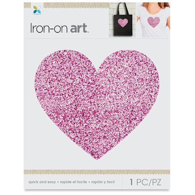 Momenta Iron-On Art - Pink Glitter Heart