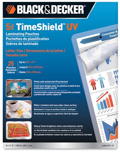 TimeShield Thermal Laminating Pouches - Front of package of 25 pouches