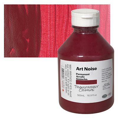 Tri-Art Art Noise Permanent Acrylic Gouache - Transparent Crimson, 500 ml, Bottle with Swatch