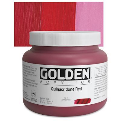Golden Heavy Body Artist Acrylics - Quinacridone Red, 32 oz Jar