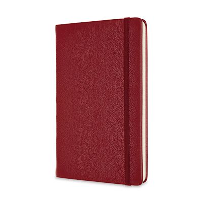 Moleskine Classic Leather Notebook - Red, Large, Ruled, 5" x 8-1/4" (front)