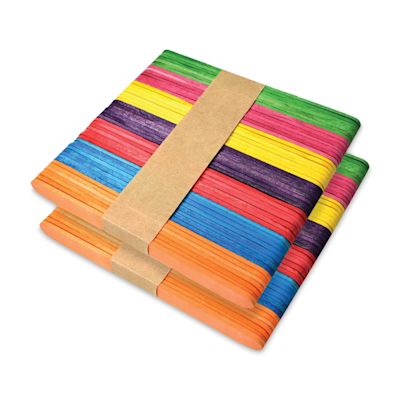 Krafty Kids Colored Craft Sticks - 2/5" W x 4-1/2" L, Assorted Colors, Package of 100