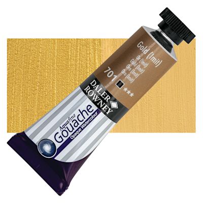 Daler Rowney Aquafine Gouache - Gold (Imit.), 15 ml, Tube with Swatch