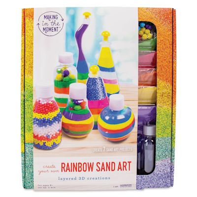 Making in the Moment Make Your Own Rainbow Sand Art Kit, front of the packaging.