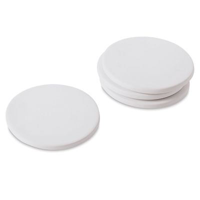 Ceramic Coasters - 4 Round undecorated Ceramic coasters, three in a stack