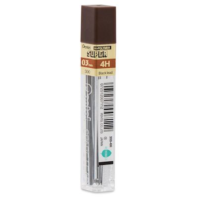 Pentel Hi-Polymer Lead Refill - 0.3 mm, Black, 4H