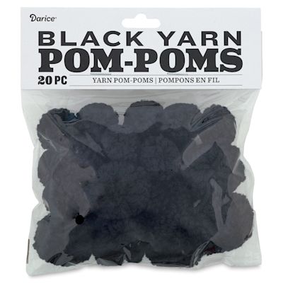 Yarn Pom Poms - Bag of Black Pom Poms