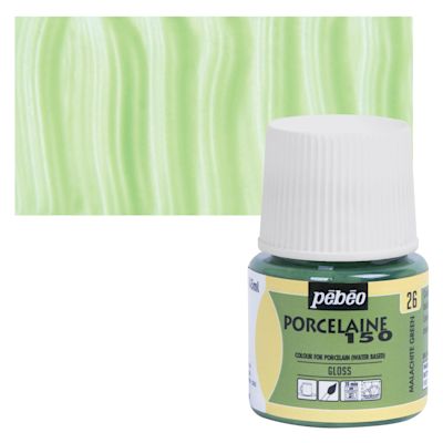 Pebeo Porcelaine 150 Paint - Malachite, Transparent, 45 ml bottle (swatch and bottle)