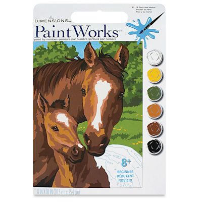 Paintworks Pony and Mother 8" x 10" Paint by Number Kit, In Package