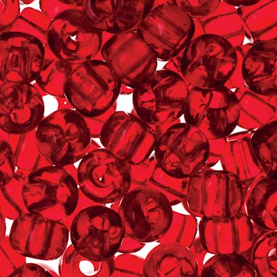 John Bead Czech Seed Beads - Red, Transparent, 32/0, 19 g