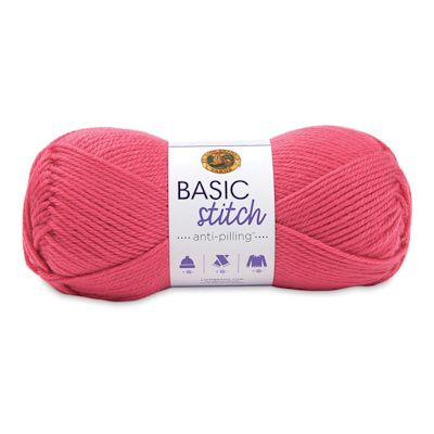 Lion Brand Basic Stitch Anti-Pilling Yarn - Skein of Hot Pink shown