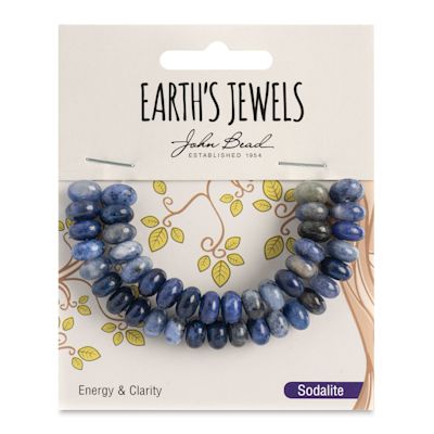 John Bead Semi-Precious Beads - Sodalite, Rodell, 55 mm x 8 mm, 41 beads