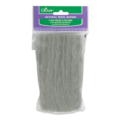 Clover Natural Wool Roving - Front of package of Ash Color Roving