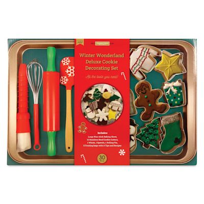 Handstand Kitchen Winter Wonderland Deluxe Cookie Decorating Set, front of the packaging.