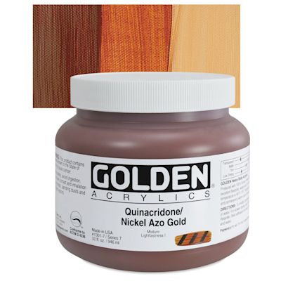 Golden Heavy Body Artist Acrylics - Quinacridone/Nickel Azo Gold, 32 oz Jar