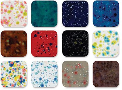Amaco Crystaltex Glazes Classroom Set - Set No. 1, Class Pack of 12-16oz Bottles Color Swatches, Fired